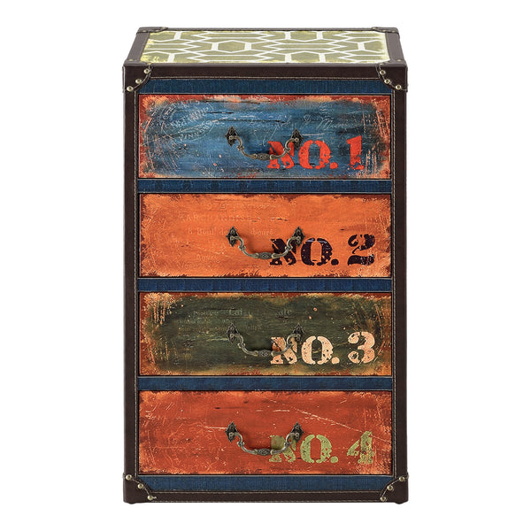 Cómoda Geeste 66x40x30 cm con 4 cajones Cuero sintético Multicolor en.casa