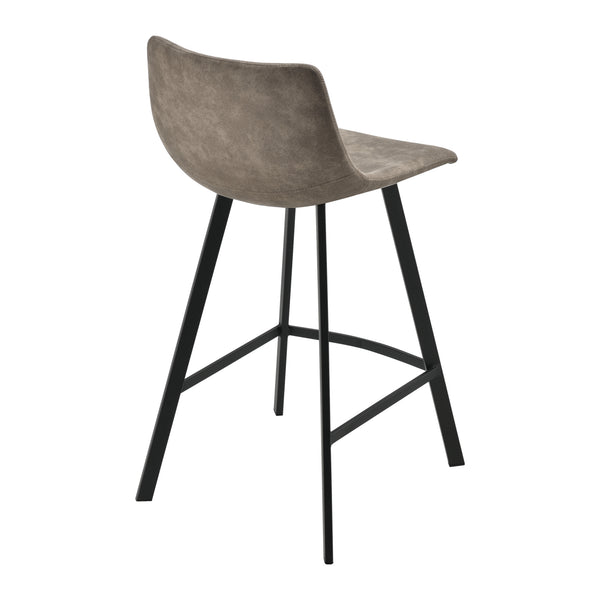 Set de 2 taburetes de bar Edinburgh con patas de metal Imitación de ante Acolchado Gris oscuro en.casa