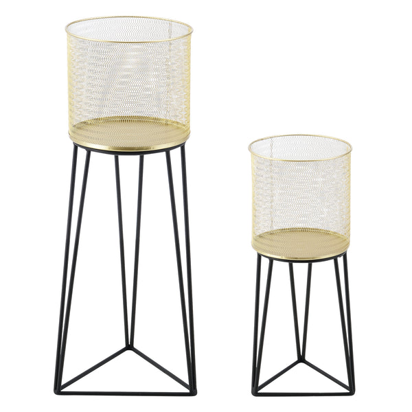 Soporte para macetas Menen 2 piezas Negro-Dorado en.casa