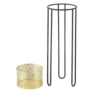 Soporte para macetas Modave 2 piezas Negro-Dorado en.casa