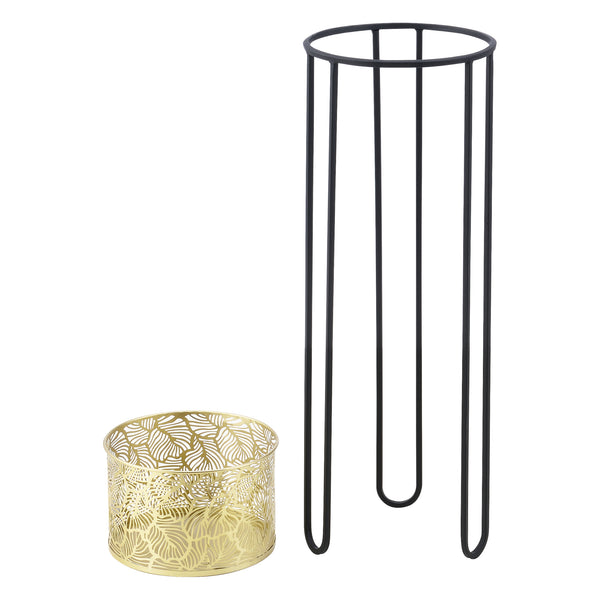 Soporte para macetas Modave 2 piezas Negro-Dorado en.casa