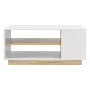 Mesa de centro Trelleborg 100x60x46 cm con 2 estantes Blanco/Roble en.casa