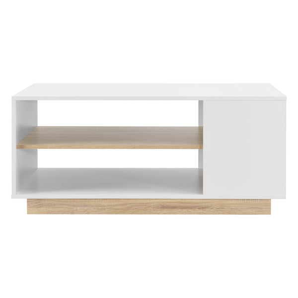 Mesa de centro Trelleborg 100x60x46 cm con 2 estantes Blanco/Roble en.casa
