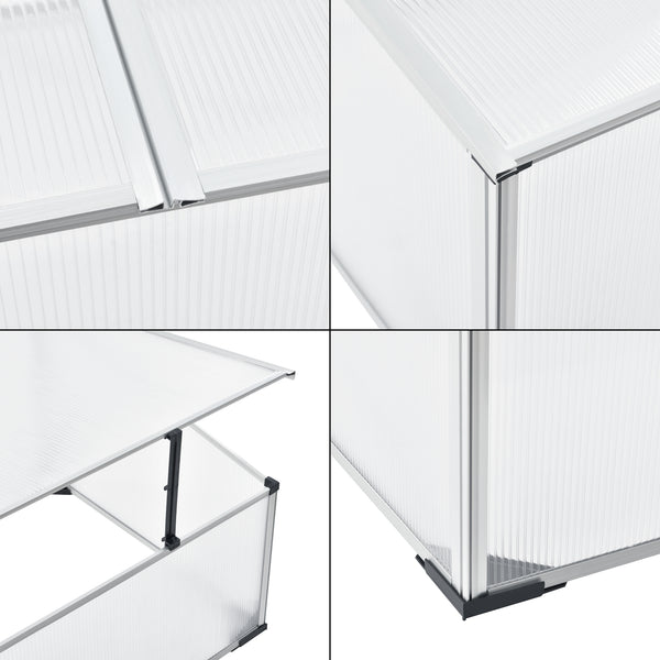 Cajón de cultivo Hoorn con techo dividido 100x60x40 cm aluminio policarbonato en.casa