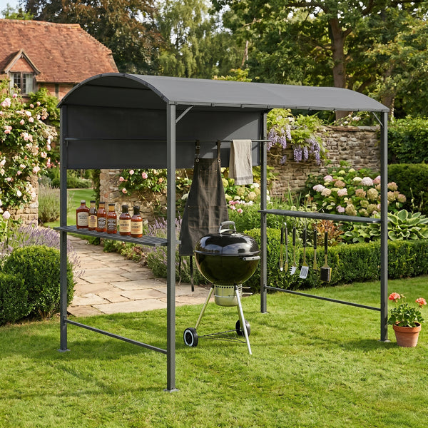 Gazebo del Pabellón para la Barbacoa Pyrgos 215 x 220 x 140 cm Gris oscuro [en.casa]
