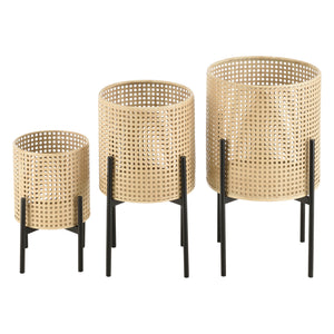 Soporte para plantas Walhain juego de 3 negro color arena en.casa