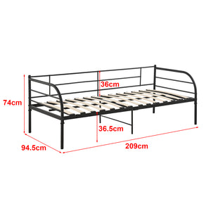 Cama de metal Falun 90x200cm con colchón Negro en.casa