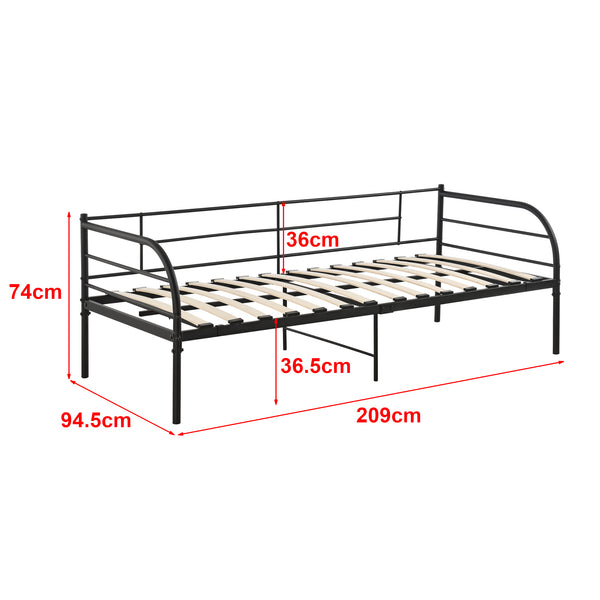 Cama de metal Falun 90x200cm con colchón Negro en.casa