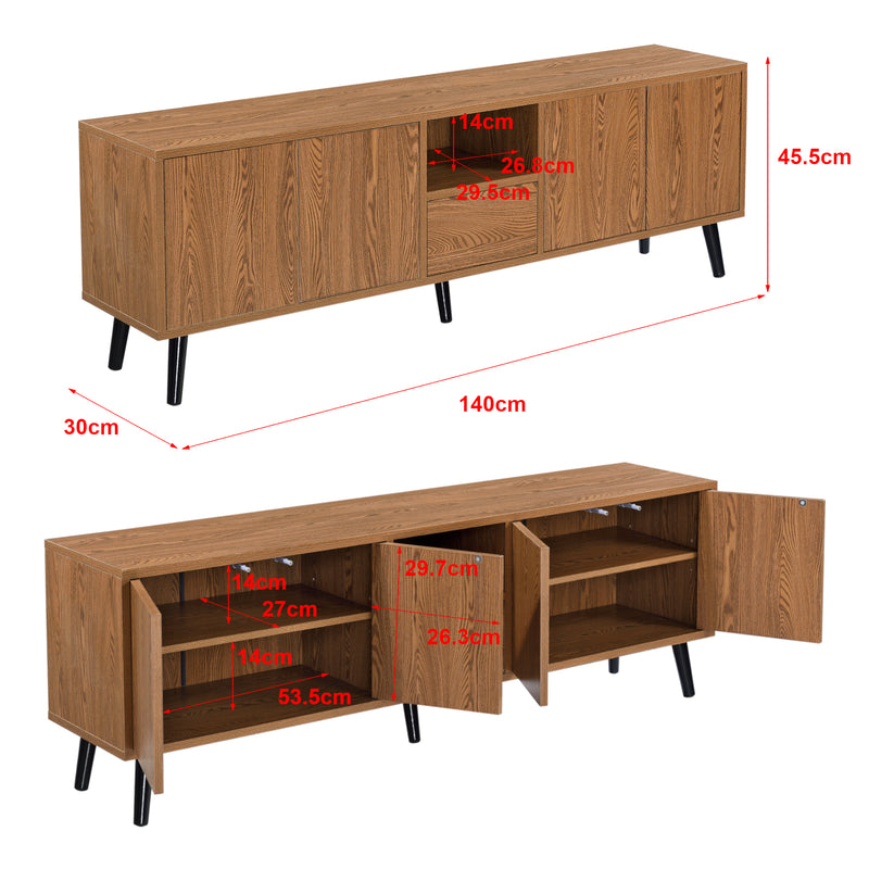 Esquema acotado Mueble de TV Hedemora 140 x 30 x 45,5 cm Puertas con Push-Open [en.casa] 