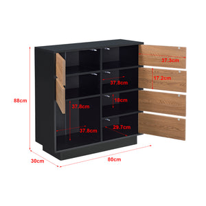 Armario auxiliar Krokom 88x80x30 cm Negro/Tono de madera oscura en.casa