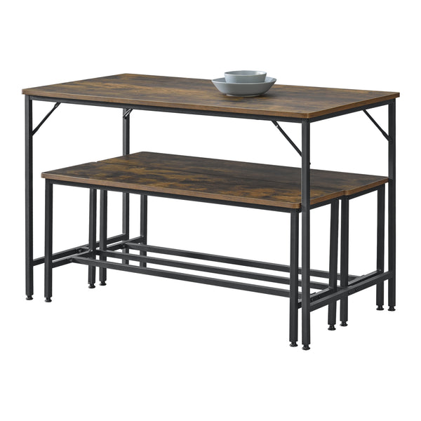 Conjunto de mesa de comedor y banco Pajala Negro/Tono de madera oscura en.casa