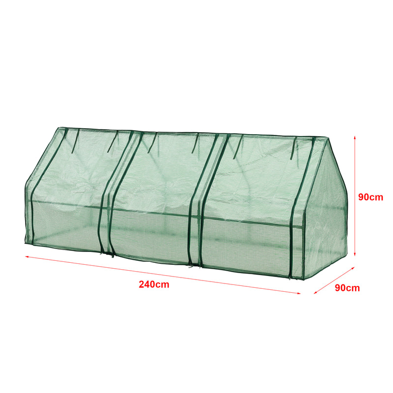 Esquema acotado Mini invernadero Höflein 240x90x90cm red de malla verde [en.casa]