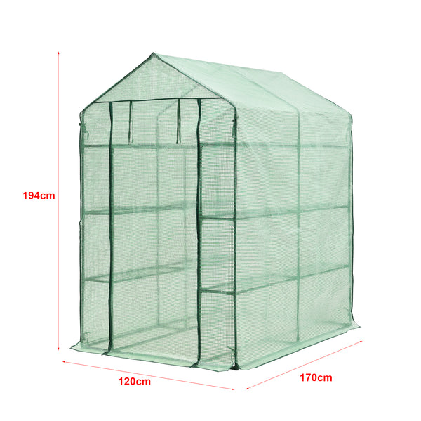 Invernadero Vale con estantes 120x170x194cm Verde [en.casa]