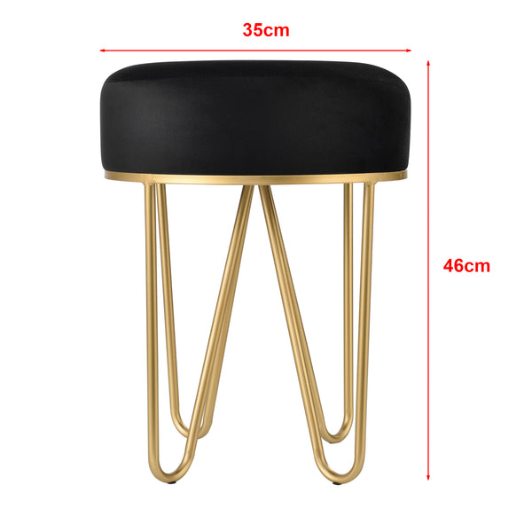 Taburete Runö Taburete tapizado hasta 100 kg Negro/Color latón [en.casa]