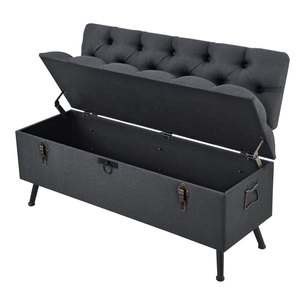 Baúl de asiento Malmöhus 110x48x75cm Gris oscuro [en.casa]