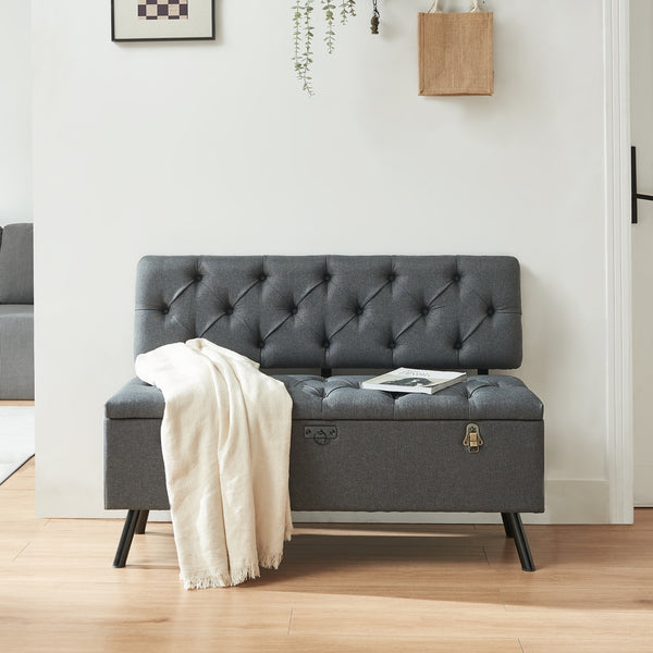 Banco Tapizado 110 x 48 x 75 cm Gris Oscuro [pro.tec]® 