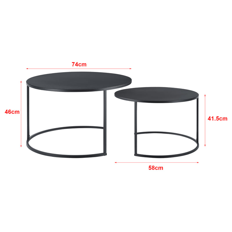 Esquema acotado Conjunto de mesas de centro Korenica 2 piezas máx. 20-20 kg redondo negro [en.casa]