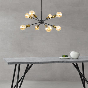 Lámpara colgante Amiens 8 luces E27 Negro / Color latón [lux.pro]