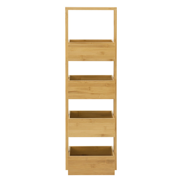 Estantería de baño Bardu con 4 compartimentos 28x16x88cm Bambú [en.casa]