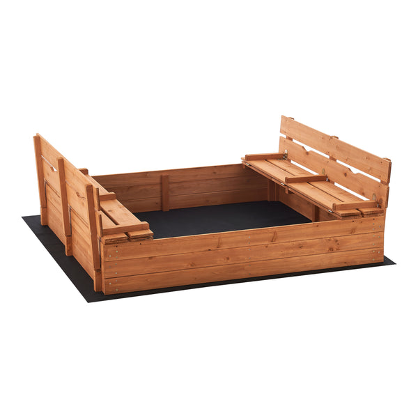 Arenero Campillos con asiento 23,5x118x114 cm Madera Natural [en.casa]