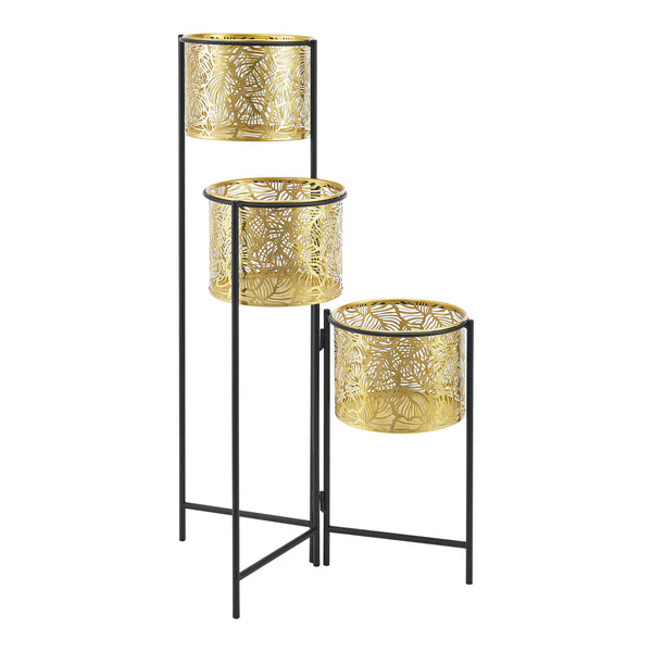 Soporte para flores Verrebroek Negro/Color latón [en.casa]