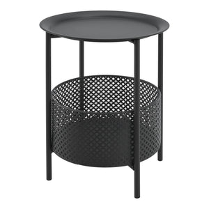 Mesa auxiliar Kruibeke 46x35cm con cesta negra [en.casa]
