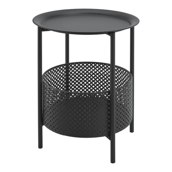 Mesa auxiliar Kruibeke 46x35cm con cesta negra [en.casa]