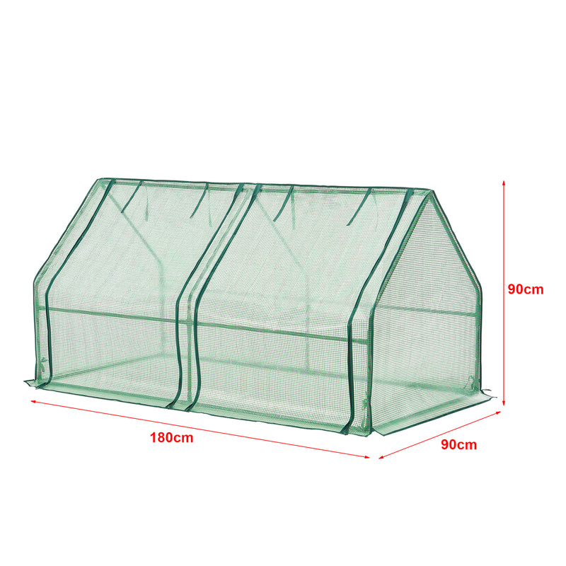 Esquema acotado Mini invernadero Nissewaard 180x90x90cm red de malla verde [en.casa]
