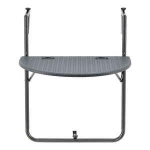 Mesa colgante para balcón Cicala 84x60x64 cm Semicircular Acero Gris oscuro [en.casa]