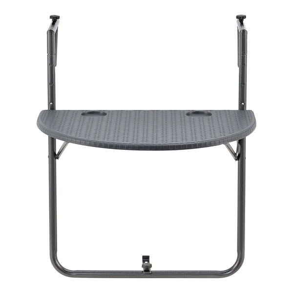 Mesa colgante para balcón Cicala 84x60x64 cm Semicircular Acero Gris oscuro [en.casa]