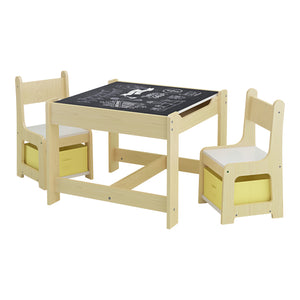 Mesa infantil con 2 sillas Irixoa con cajas Natur [en.casa]