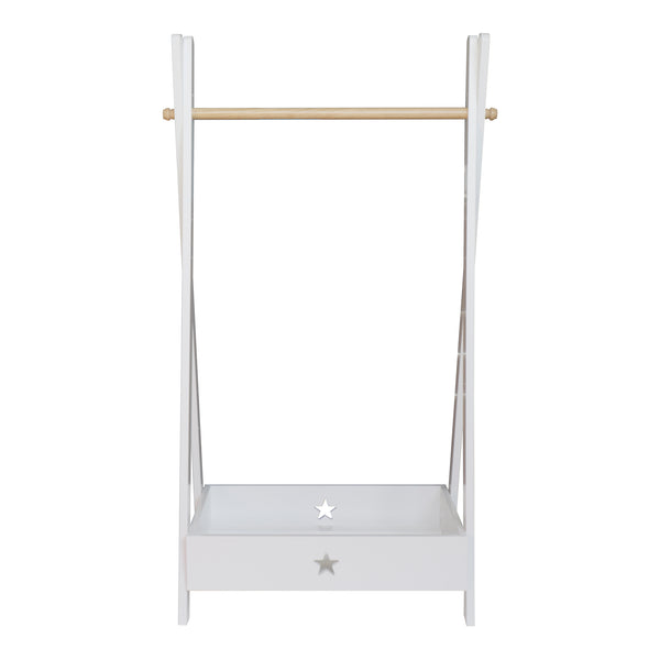 Guardarropa infantil Laxe 126x73x43 cm Blanco/Natural [en.casa]