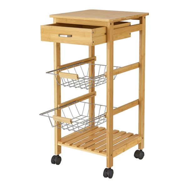 Carrito de cocina de bambú Stenungsund con cajón 76x36x36cm [en.casa]