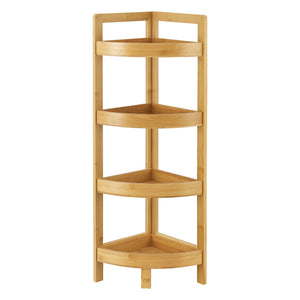 Estantería de baño de bambú Lestijärvi Estantería de esquina con 4 estantes 80x23x23cm [en.casa]