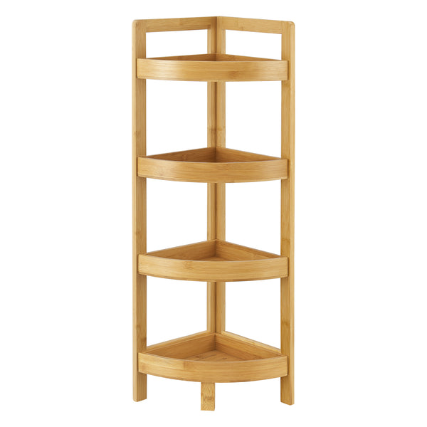 Estantería de baño de bambú Lestijärvi Estantería de esquina con 4 estantes 80x23x23cm [en.casa]
