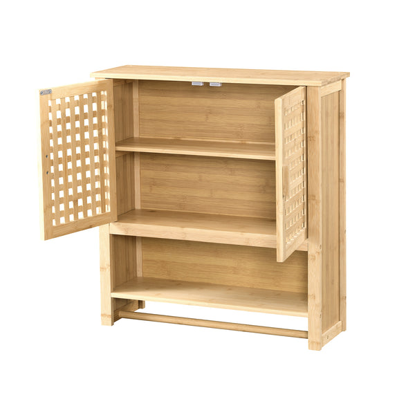 Armario de baño Borlänge Armario colgante Bambú 66 x 62 x 20 cm [en.casa]