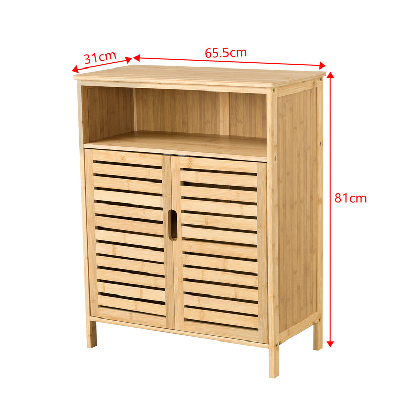Esquema acotado Mueble auxiliar Eslöv 3 compartimentos bambú 81x66x31cm natural [en.casa]