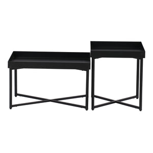 Set de manteles Heinola mesas de centro en juego de 2 acero negro [en.casa]