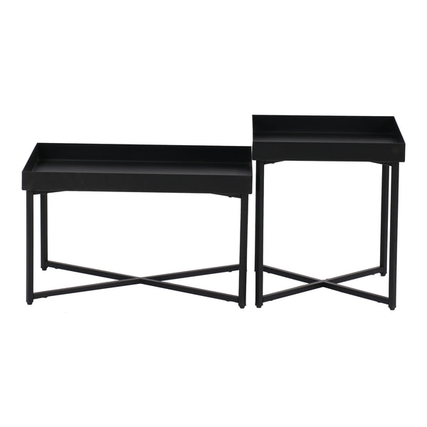 Set de manteles Heinola mesas de centro en juego de 2 acero negro [en.casa]