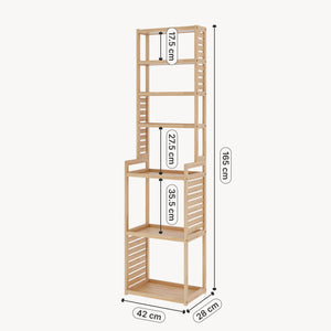 Mueble columna de baño Forssa de 7 niveles bambú 165 x 42 x 28 cm natural [en.casa]