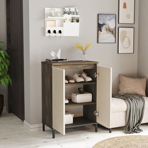 Zapatero Lieksa con 3 estantes 85,5x60x35,5 cm roble gris [en.casa]