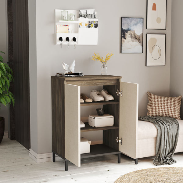 Zapatero Lieksa con 3 estantes 85,5x60x35,5 cm roble gris [en.casa]
