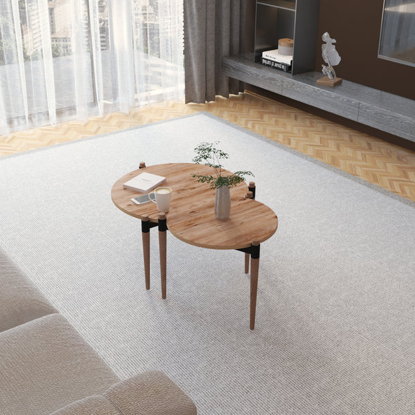 Mesa de centro Kristinestad con 2 tableros de mesa Natur [en.casa]