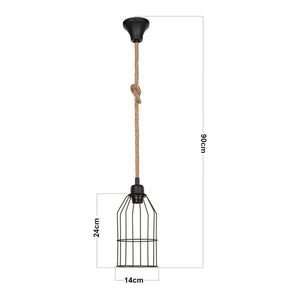 Lámpara colgante Ashford 24x14 cm 1 llama Negro/Color yute [lux.pro]