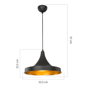 Lámpara colgante Bamber Bridge 22,5 x 32,5 cm 1 llama Negro / Color latón [lux.pro]