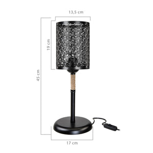 Lámpara de mesa Filton E27 Metal Cuerda de yute Negro / Color yute [lux.pro]