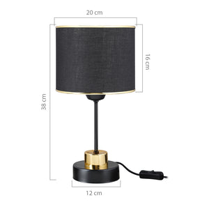 Lámpara de mesa Gravesend E27 Metal Textil Negro / Color latón [lux.pro]