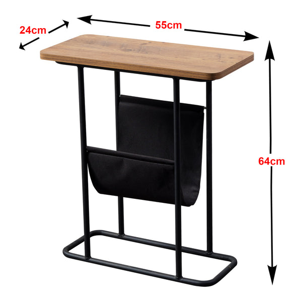 Mesa auxiliar Bov 64 x 55 x 24 cm Negro / aspecto nogal [en.casa]