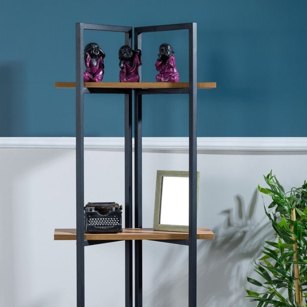 Estantería Bjerringbro 150 x 55 x 24 cm Negro / Aspecto nogal [en.casa]