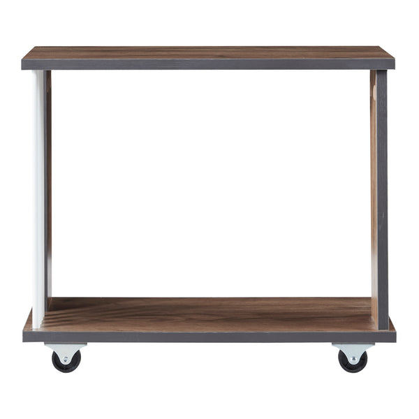 Mesa auxiliar Haarby con 4 ruedas 42x50x24 cm aspecto roble [en.casa]